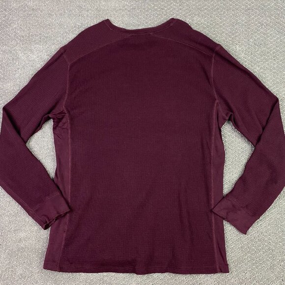 Vince Thermal Long Sleeve Waffle Knit Crew Shirt Pullover Men's XL Deep Wine - Picture 3 of 11